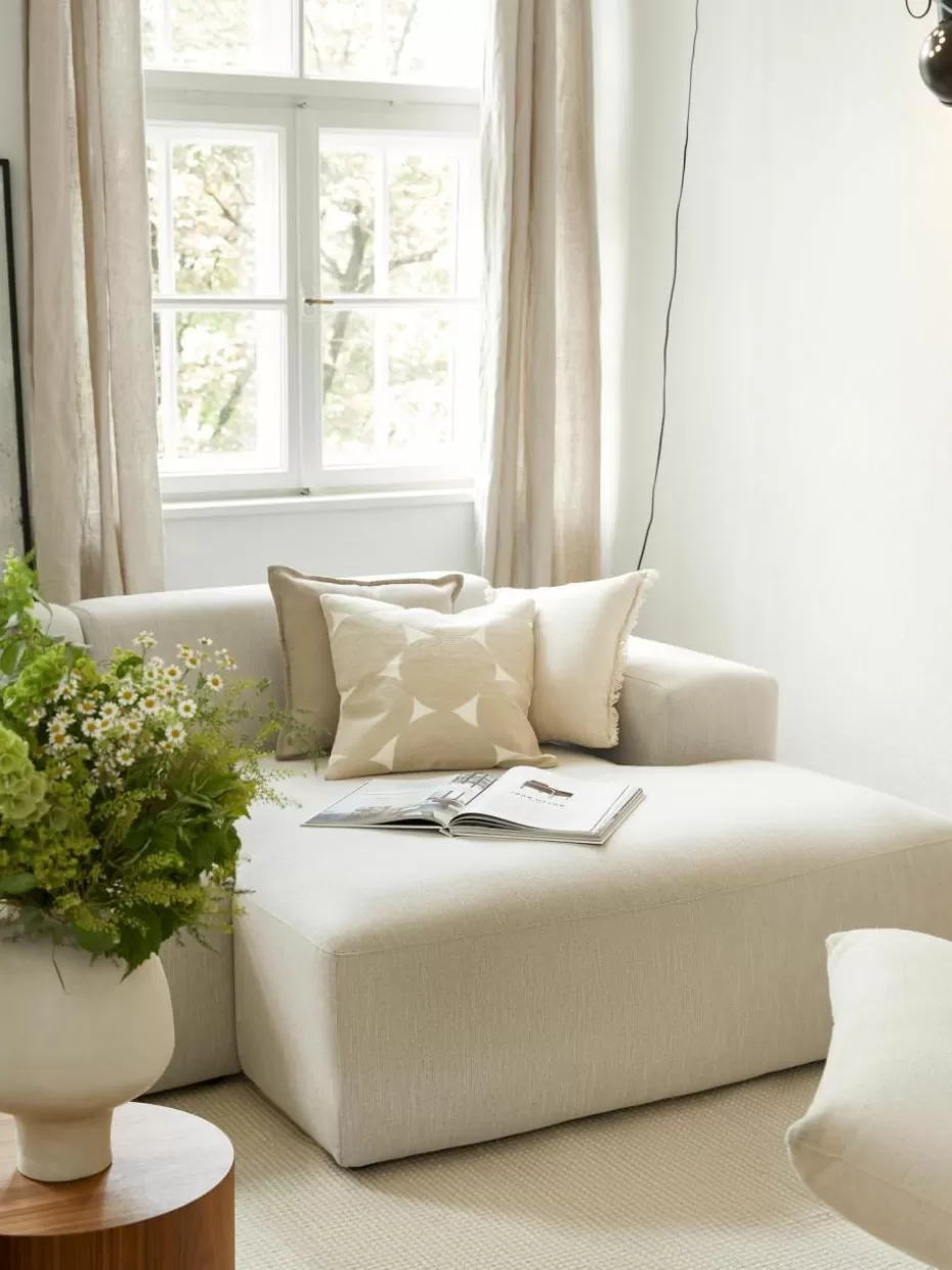 Dekokissen-Westwing Collection Bestickte Baumwoll-Kissenhülle Bardia Beige, Off White