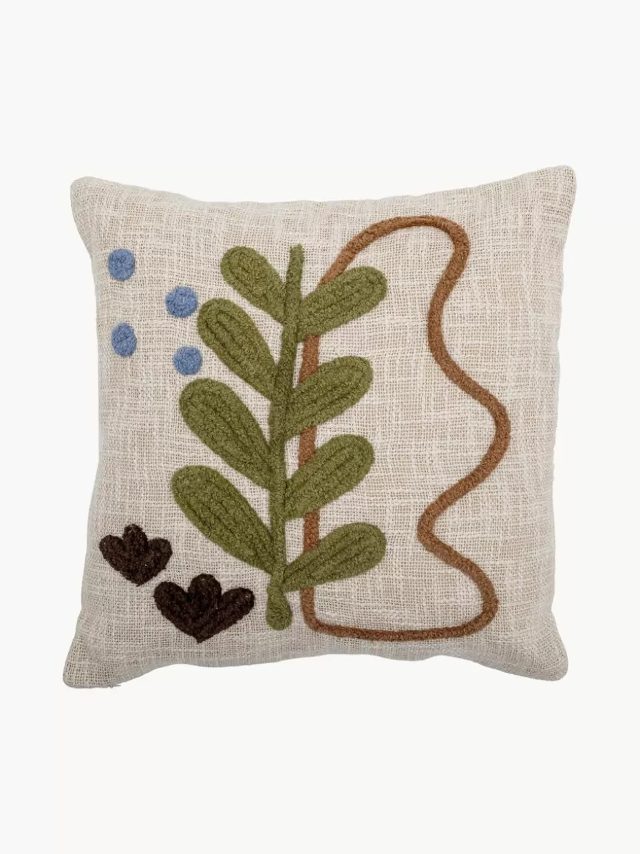 Dekokissen-Bloomingville Besticktes Baumwoll-Kissen Batley mit floralem Motiv