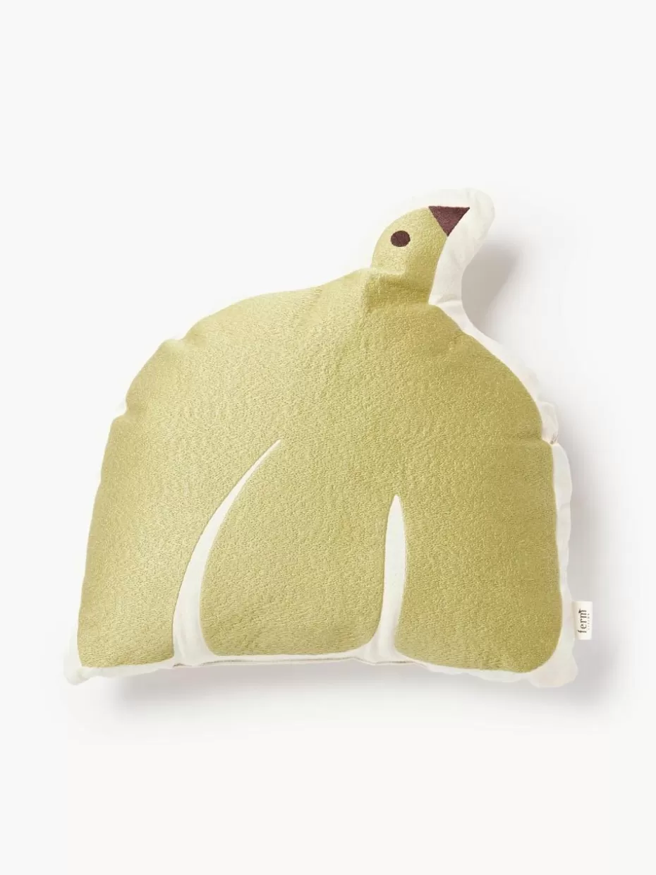 Kissen-ferm LIVING Kids Besticktes Kissen Swif Bird aus Bio-Baumwolle Senfgelb, Off White