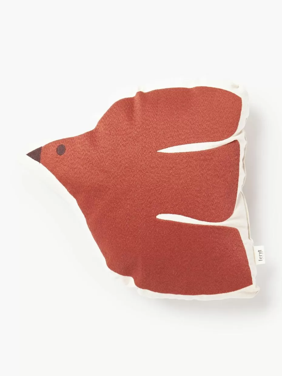 Kissen-ferm LIVING Kids Besticktes Kissen Swif Bird aus Bio-Baumwolle Terrakotta, Off White