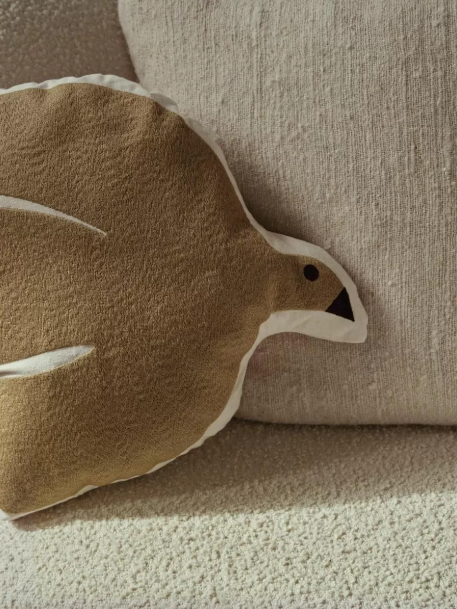 Kissen-ferm LIVING Kids Besticktes Kissen Swif Bird aus Bio-Baumwolle Senfgelb, Off White