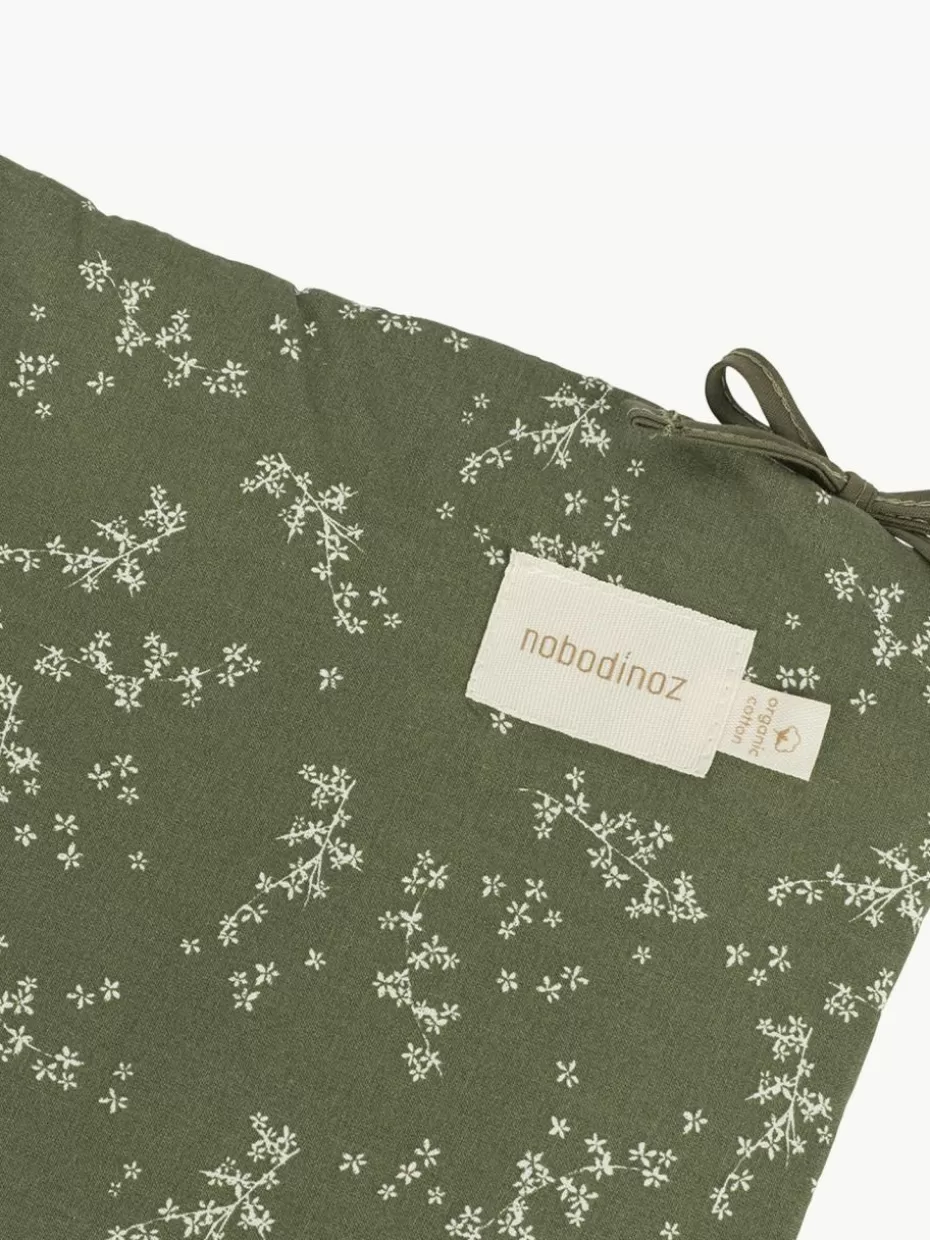 Babybetten-Nobodinoz Bettumrandung Nest aus Bio-Baumwolle Dunkelgrün, Off White