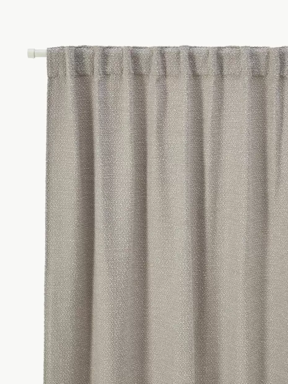 Vorhänge-Westwing Collection Blickdichte Bouclé-Vorhänge Bellamie mit Tunnelsaum Bouclé Greige