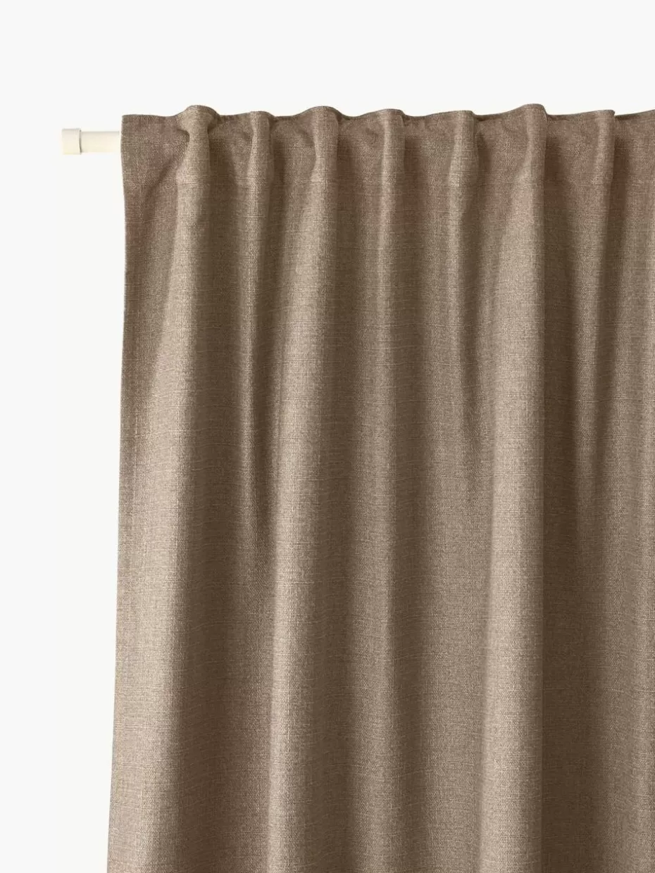 Vorhänge-Westwing Collection Blickdichter Vorhang Jensen mit Multiband, 2 Stück Nougat