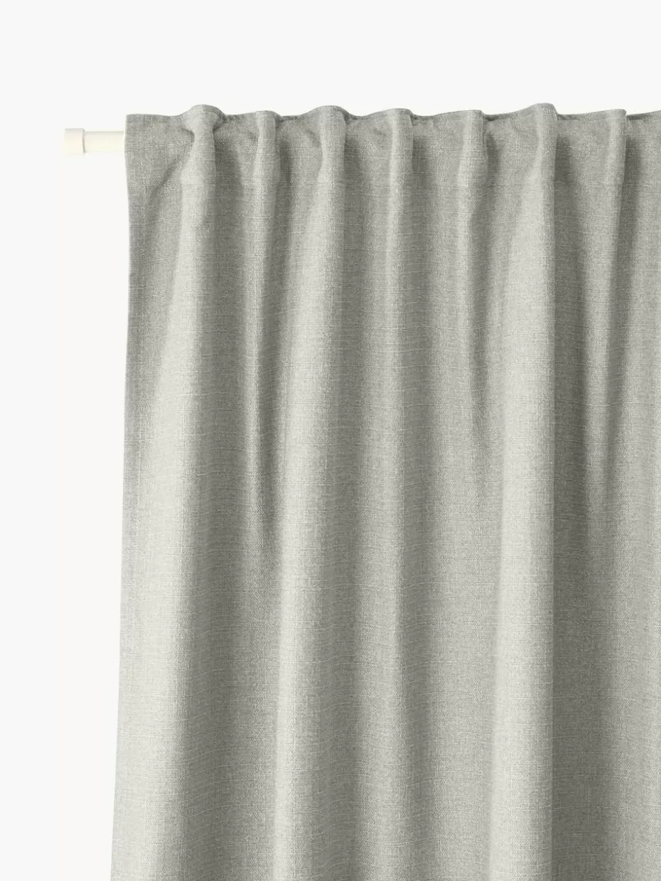 Vorhänge-Westwing Collection Blickdichter Vorhang Jensen mit Multiband, 2 Stück Hellgrau