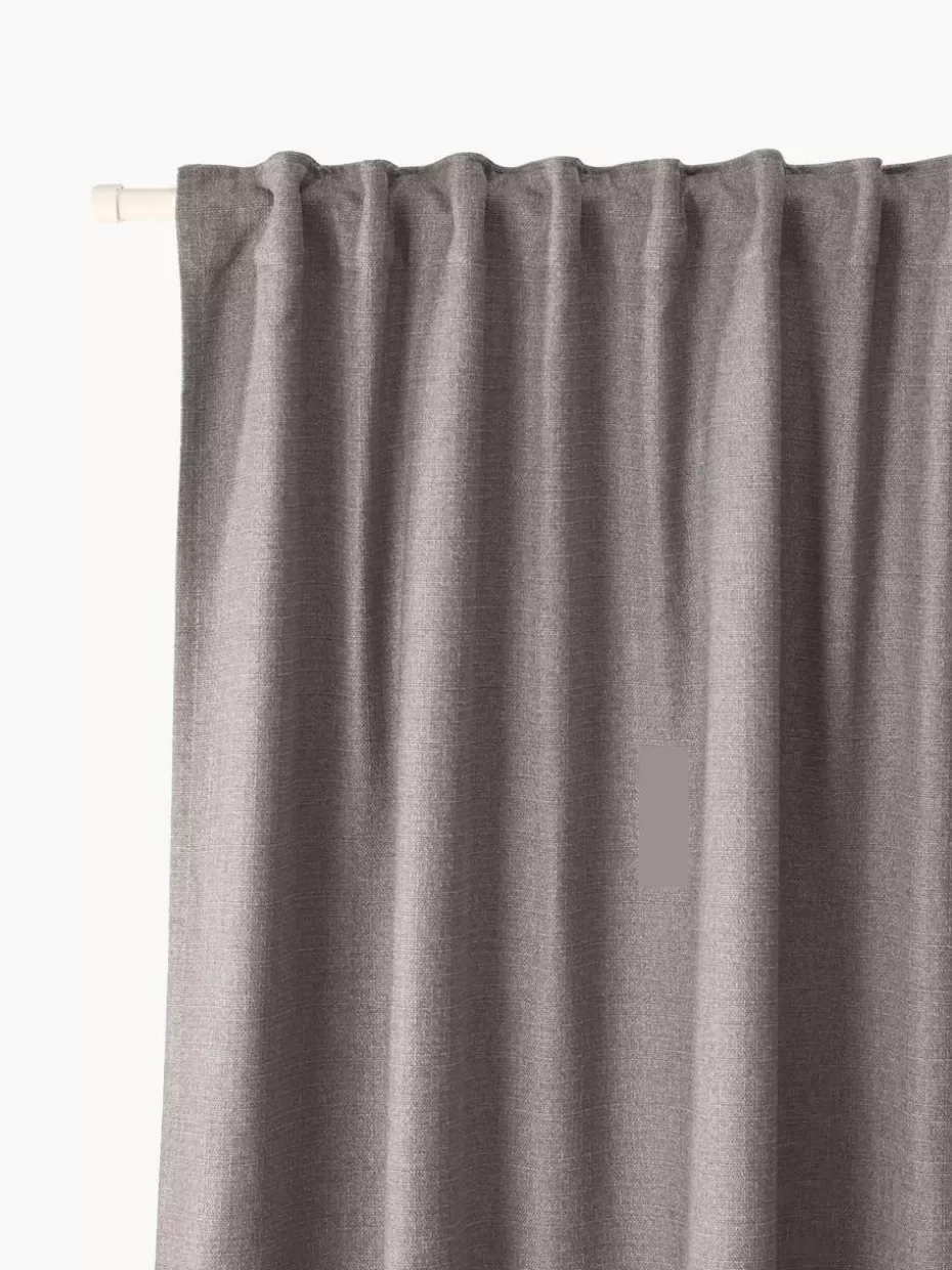 Vorhänge-Westwing Collection Blickdichter Vorhang Jensen mit Multiband, 2 Stück Greige