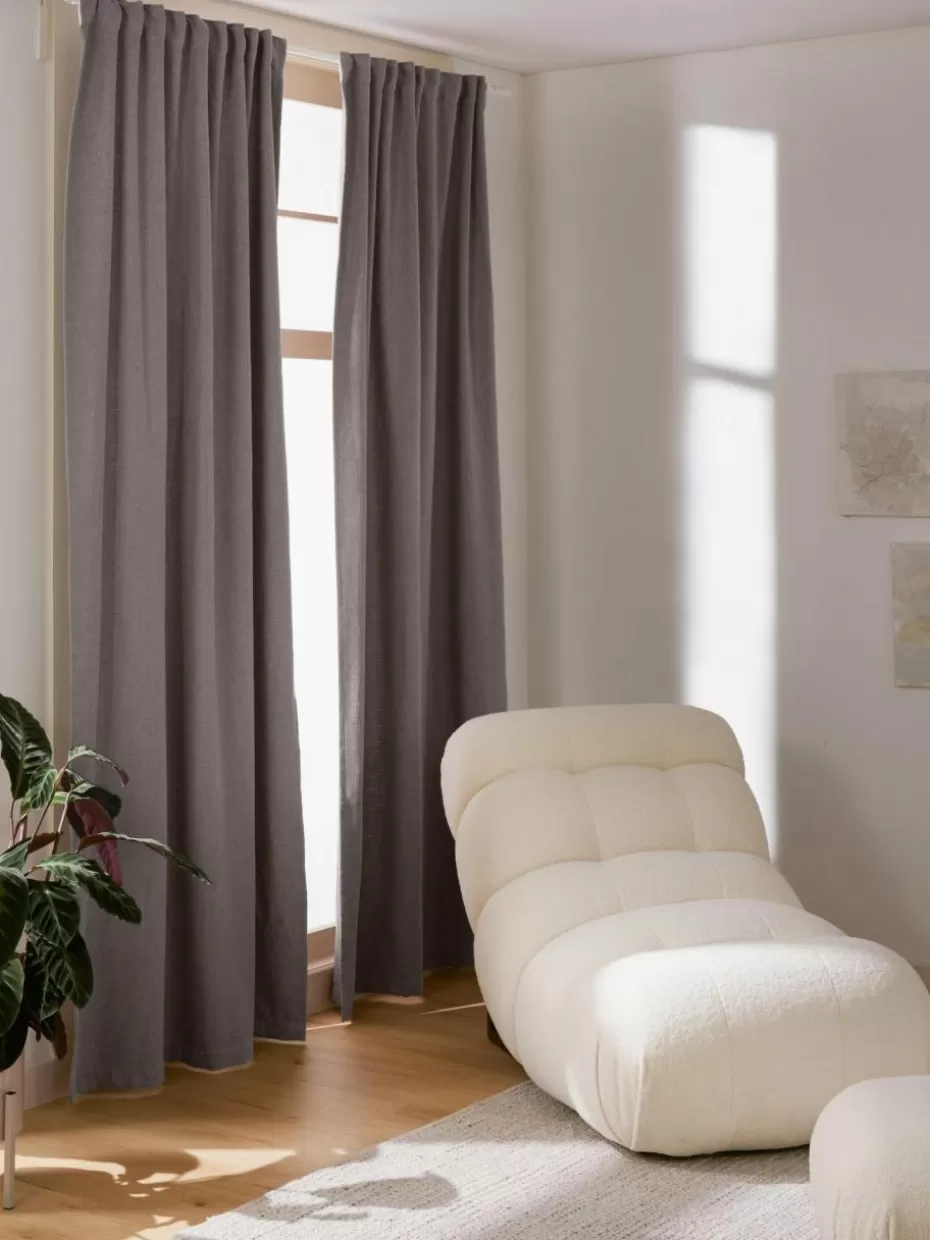 Vorhänge-Westwing Collection Blickdichter Vorhang Jensen mit Multiband, 2 Stück Greige