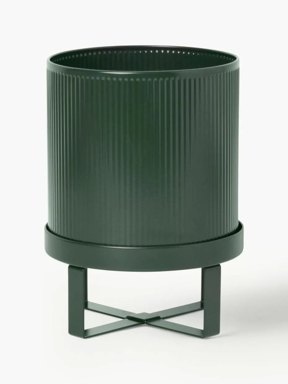 Blumentöpfe-ferm LIVING Blumentopf Bau mit geriffelter Oberfläche, H 24 cm Dunkelgrün