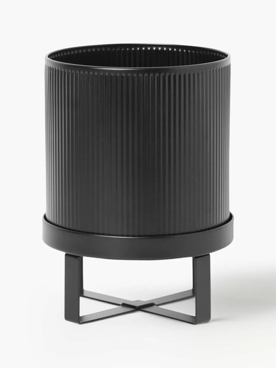 Blumentöpfe-ferm LIVING Blumentopf Bau mit geriffelter Oberfläche, H 24 cm Schwarz