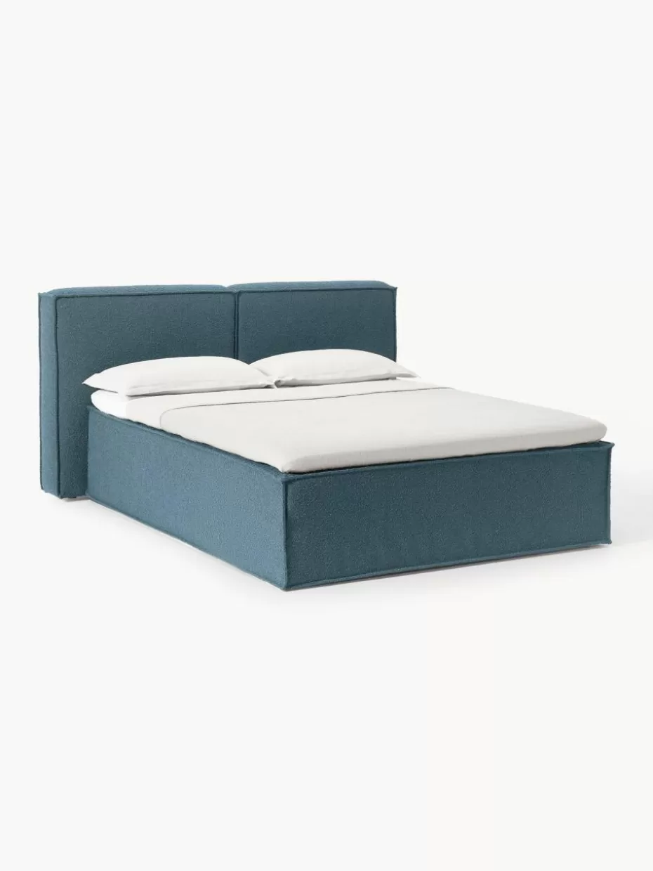 Betten-Westwing Collection Bouclé-Boxspringbett Lennon Bouclé Graublau
