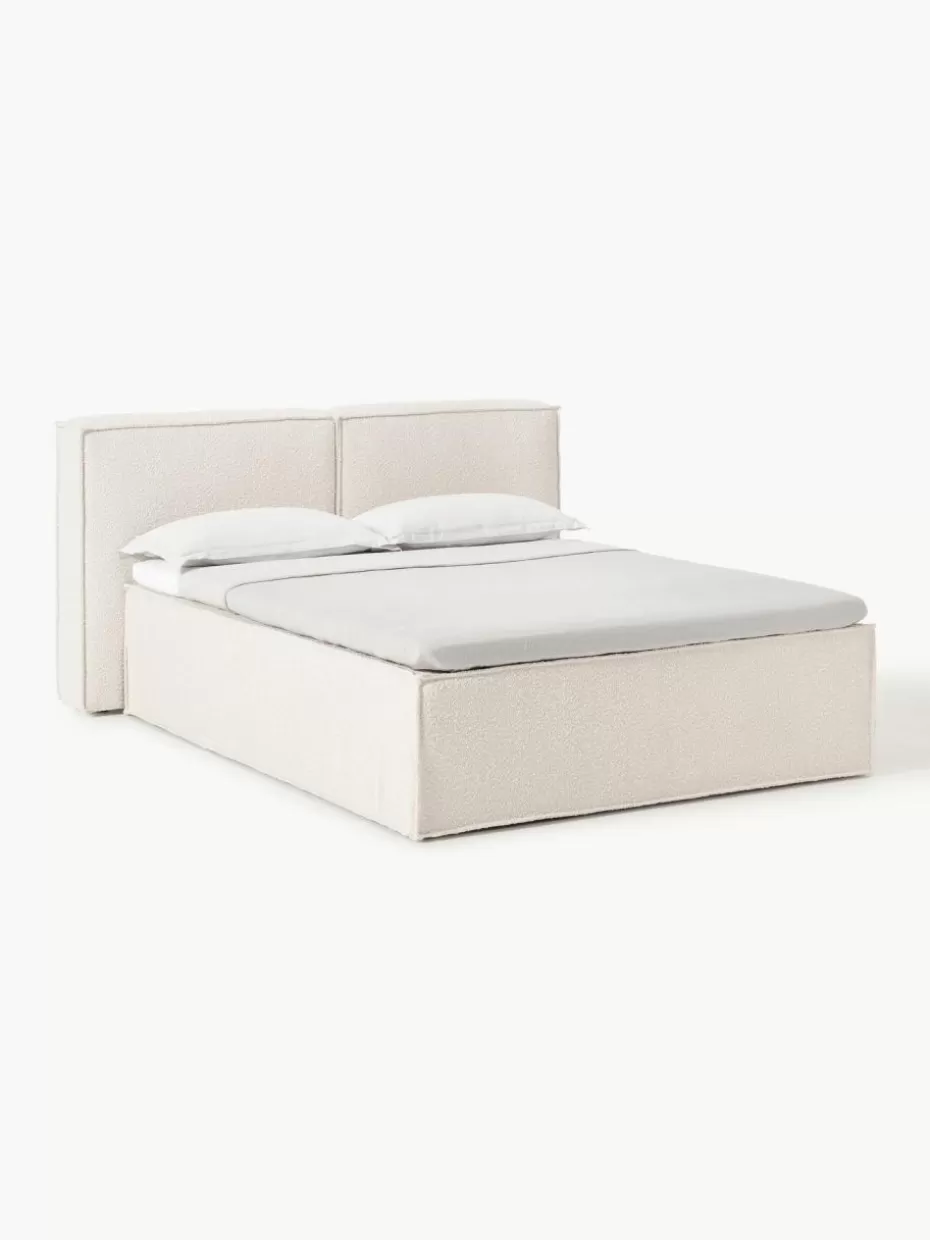 Betten-Westwing Collection Bouclé-Boxspringbett Lennon Bouclé Off White