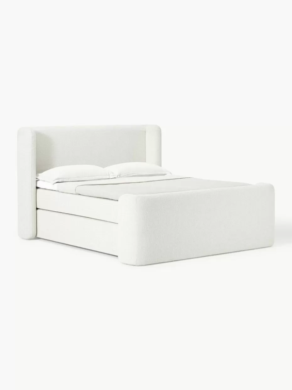 Betten-Westwing Collection Bouclé-Boxspringbett Perla Bouclé Off White