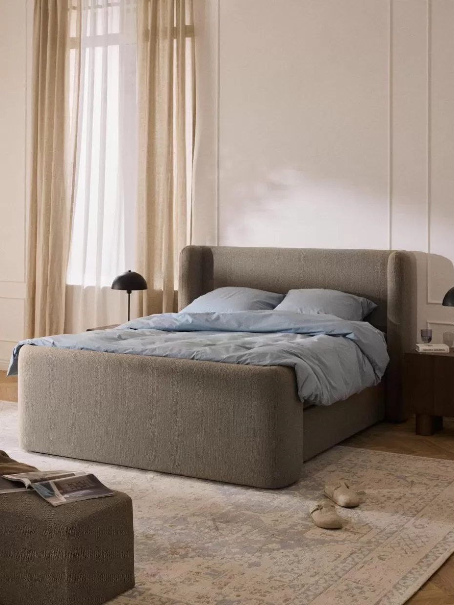 Betten-Westwing Collection Bouclé-Boxspringbett Perla Bouclé Taupe