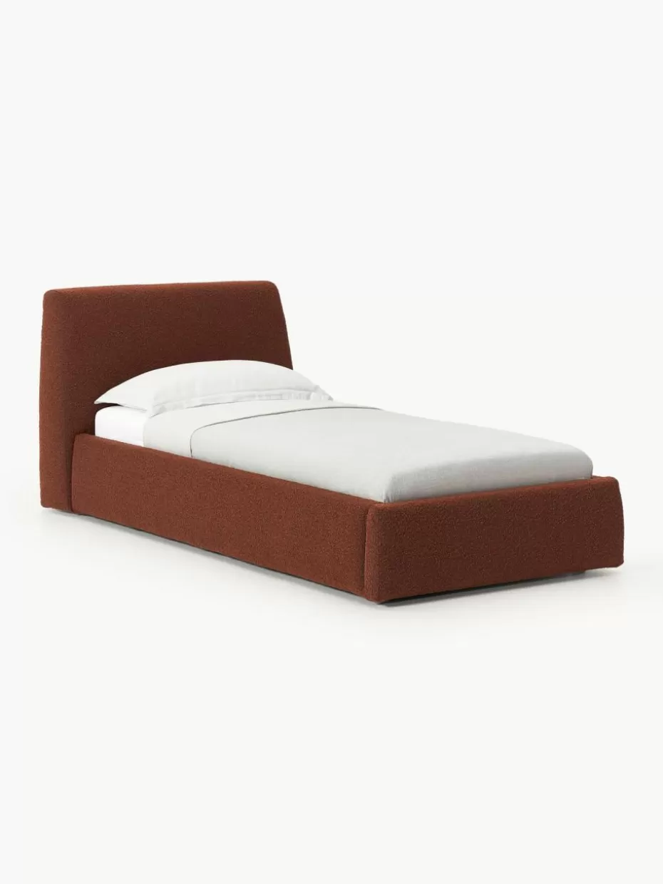 Betten-Westwing Collection Bouclé-Einzelbett Cloud Bouclé Terrakotta
