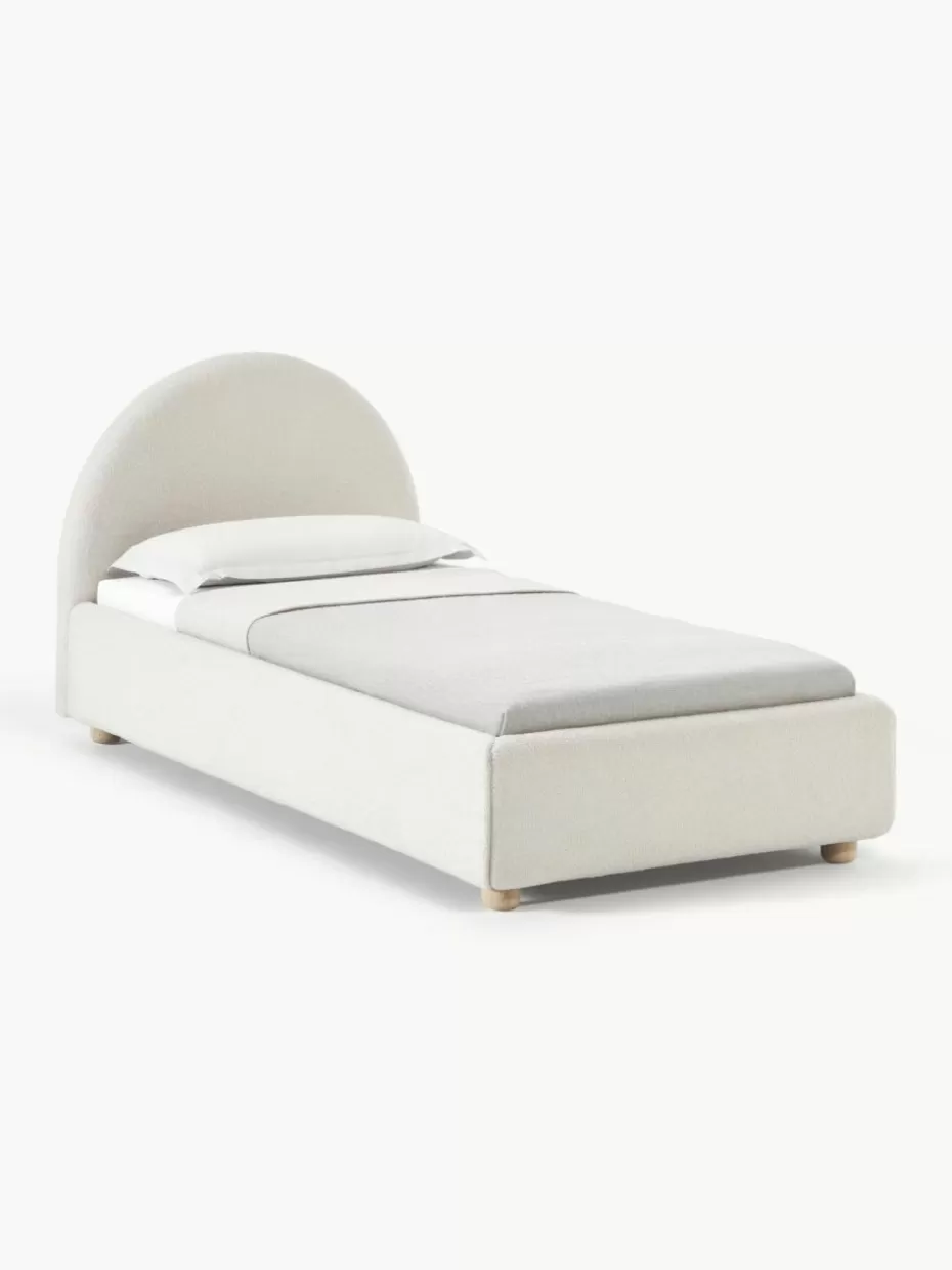 Betten-Westwing Collection Bouclé-Einzelbett Ebba Bouclé Off White
