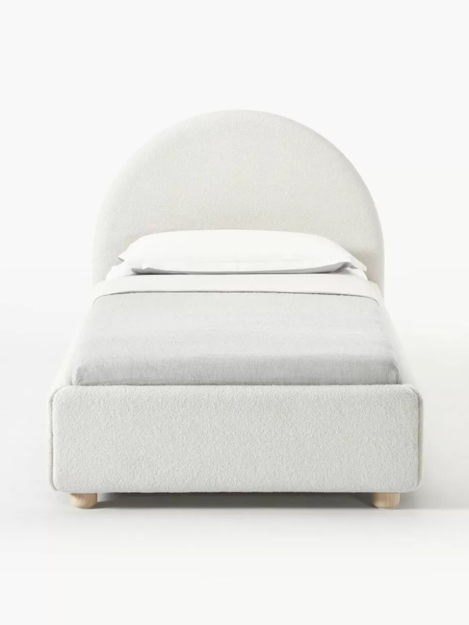 Betten-Westwing Collection Bouclé-Einzelbett Ebba mit Stauraum Bouclé Off White