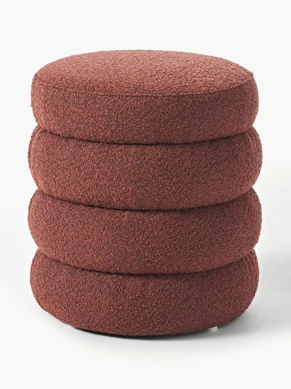 Flur Hocker | Hocker-Westwing Collection Bouclé-Hocker Alto Bouclé Weinrot