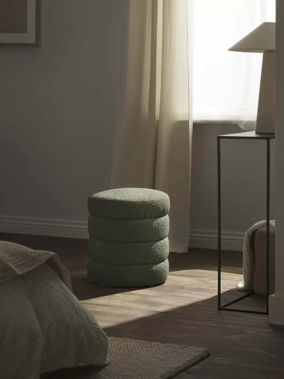 Flur Hocker | Hocker-Westwing Collection Bouclé-Hocker Alto Bouclé Dunkelgrün