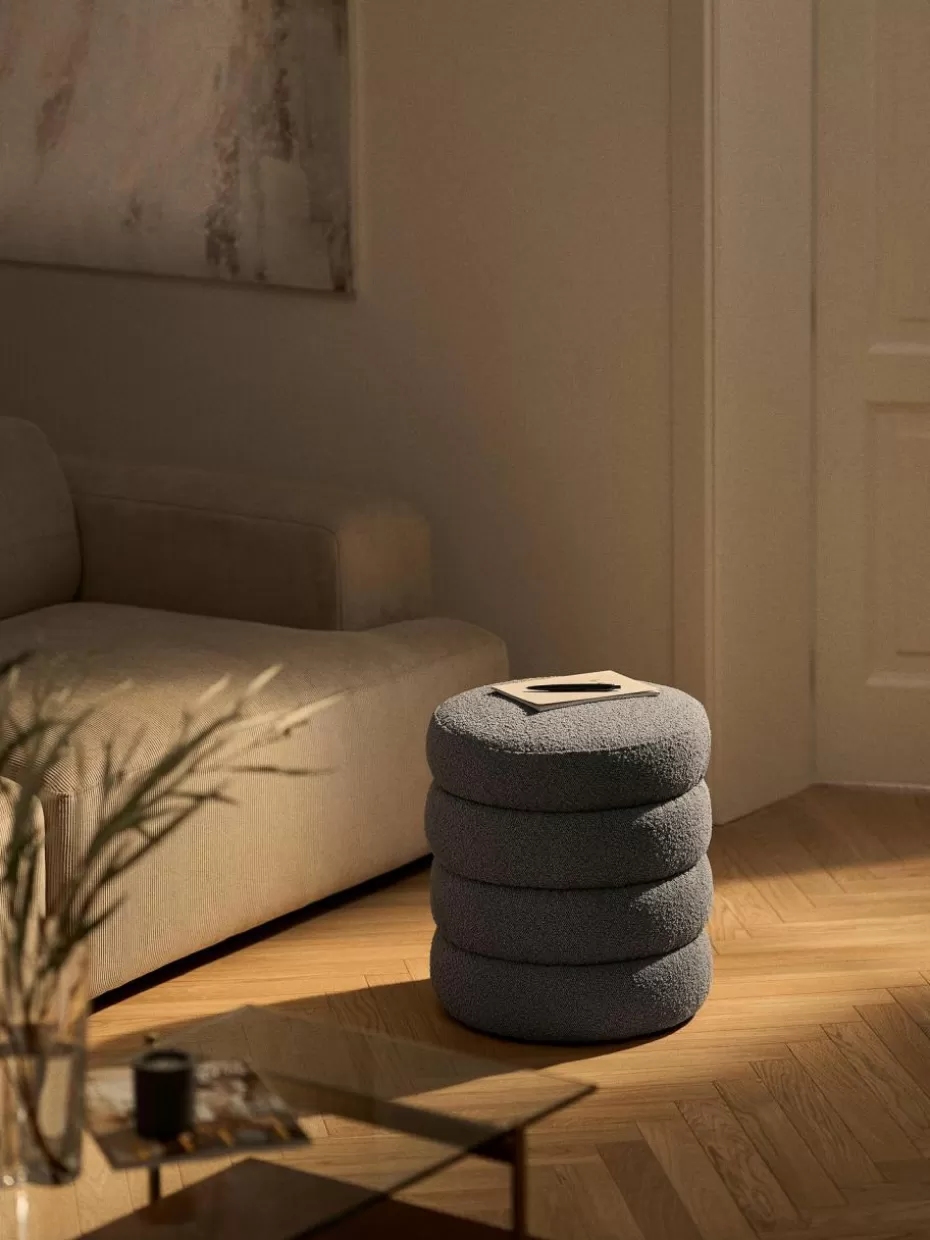 Flur Hocker | Hocker-Westwing Collection Bouclé-Hocker Alto Bouclé Dunkelgrau
