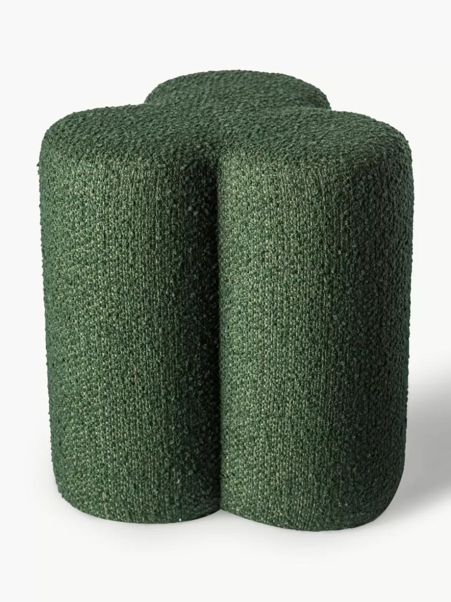 Hocker-Pols Potten Bouclé-Hocker Clover Bouclé Dunkelgrün