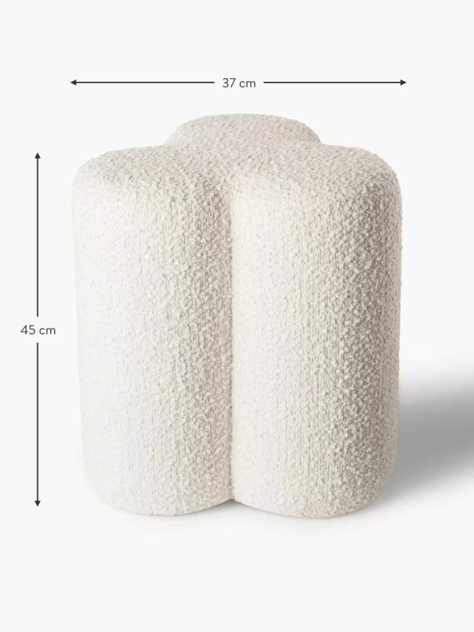 Romantische Details | Hocker-Pols Potten Bouclé-Hocker Clover Bouclé Off White
