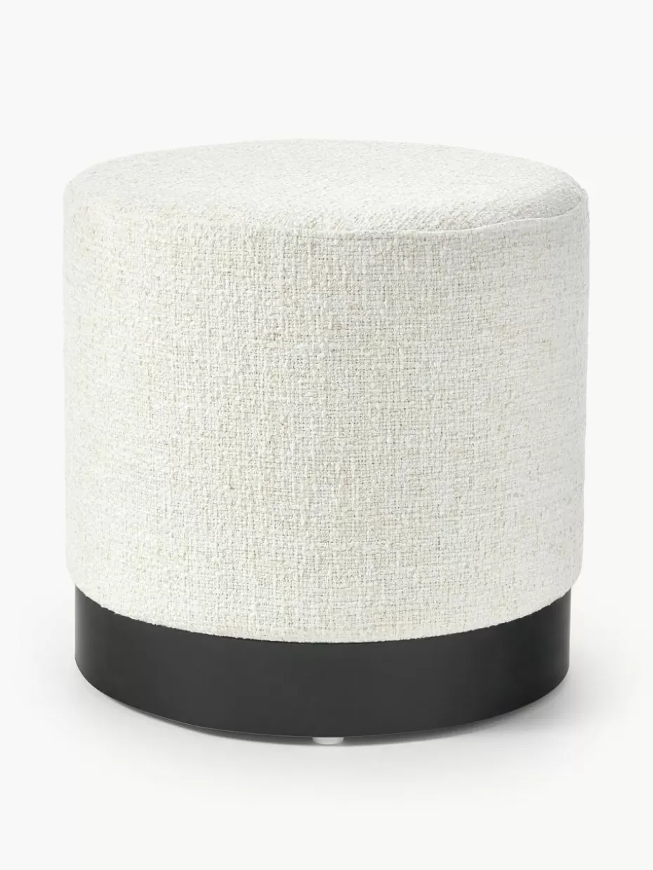 Flur Hocker | Hocker-Westwing Collection Bouclé-Hocker Orchid Bouclé Cremeweiß, Schwarz