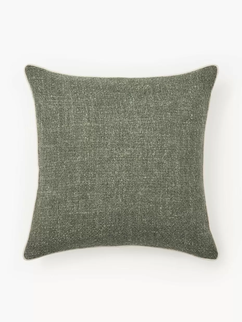 Dekokissen-Westwing Collection Bouclé-Kissenhülle Aya mit Kederumrandung