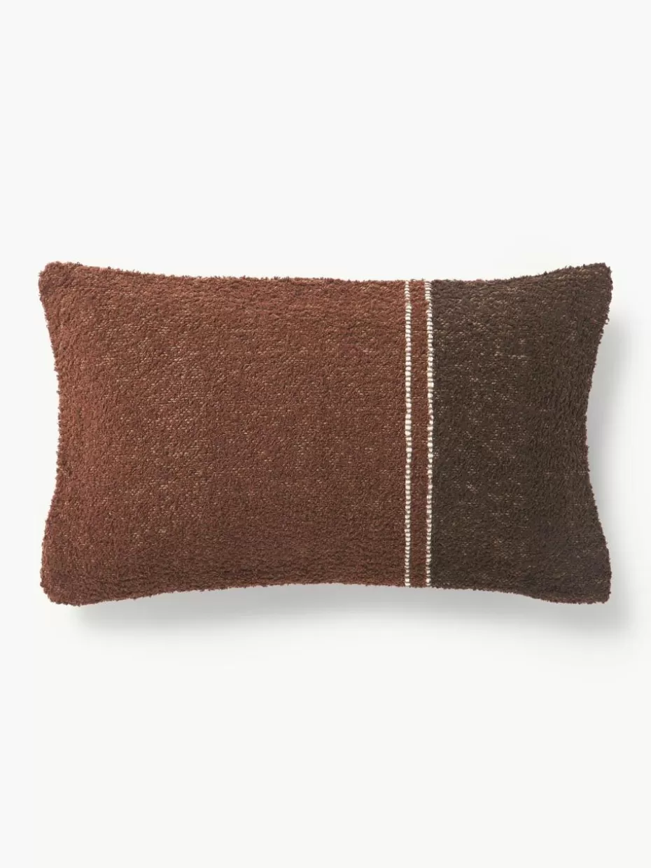Dekokissen-Westwing Collection Bouclé-Kissenhülle Lago Brauntöne, Weiß