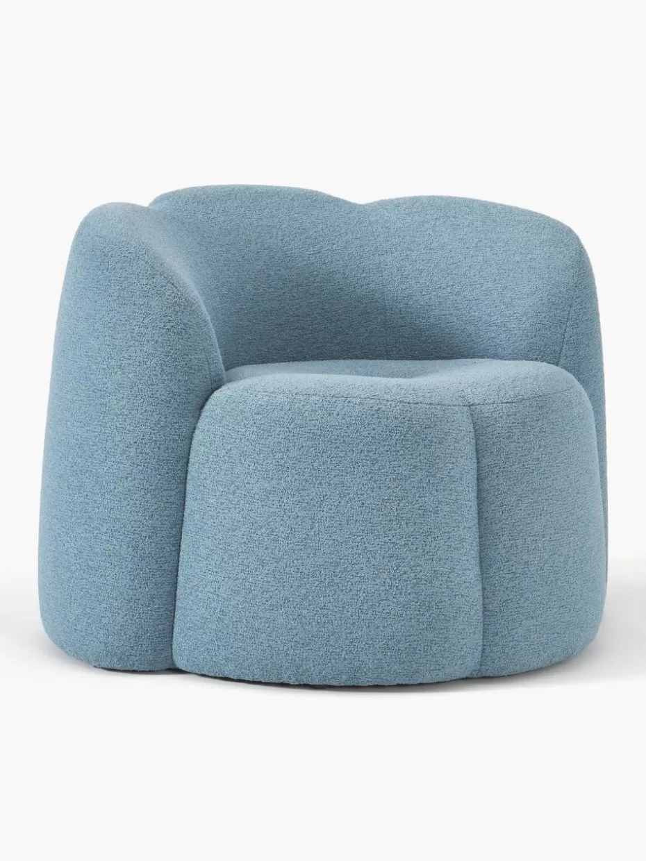 Sessel-Westwing Collection Bouclé-Loungesessel Fleur Blau