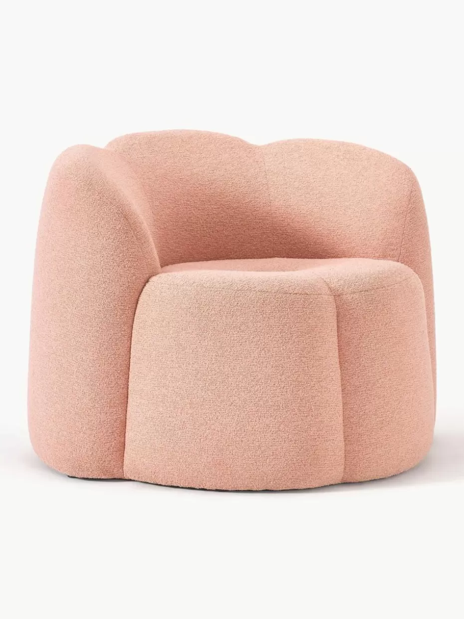 Sessel-Westwing Collection Bouclé-Loungesessel Fleur Hellrosa