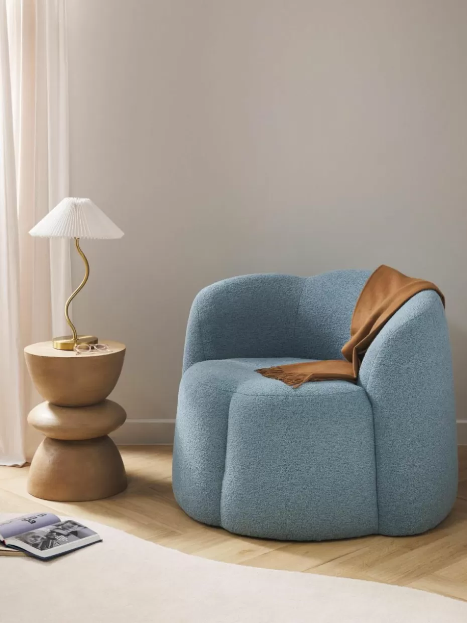 Sessel-Westwing Collection Bouclé-Loungesessel Fleur Blau