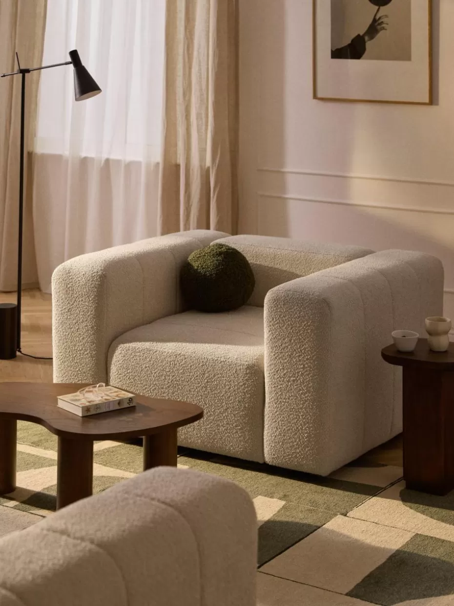 Sessel | Sofaserien-Westwing Collection Bouclé-Loungesessel Lena Bouclé Hellbeige