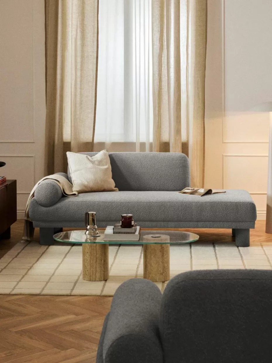 Sofas | Sofaserien-Westwing Collection Bouclé-Ottomane Lilo Bouclé Grau