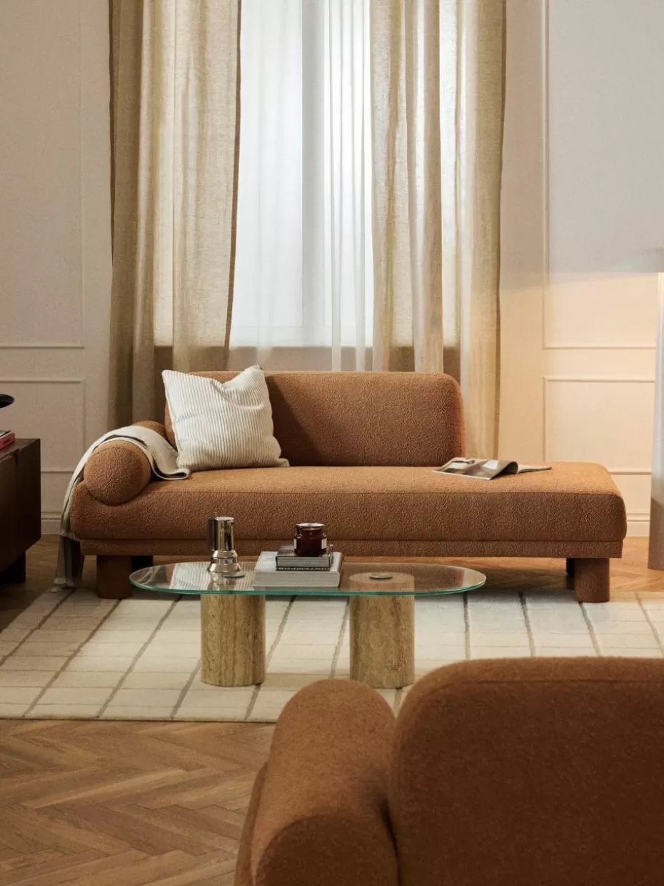 Sofas | Sofaserien-Westwing Collection Bouclé-Ottomane Lilo Bouclé Hellbraun