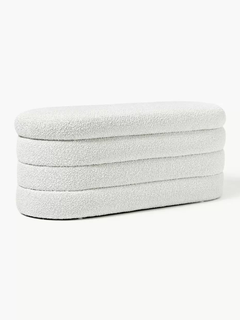 Flur Sitzbänke | Bettbänke-Westwing Collection Bouclé-Polsterbank Alto mit Stauraum Bouclé Off White