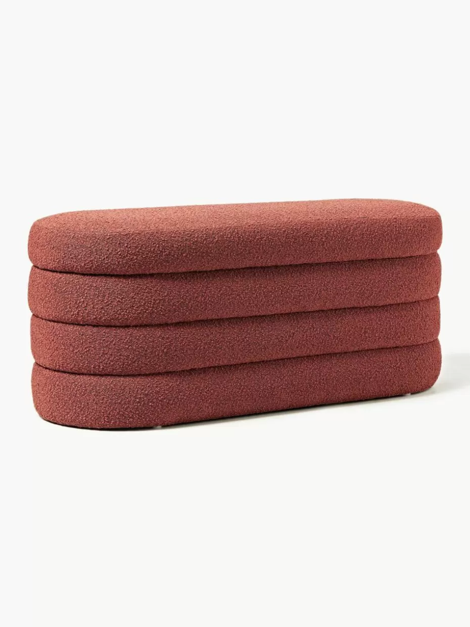 Flur Sitzbänke | Bettbänke-Westwing Collection Bouclé-Polsterbank Alto mit Stauraum Bouclé Rostrot