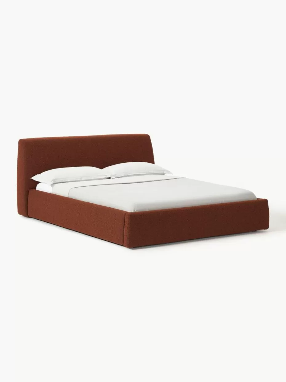 Betten-Westwing Collection Bouclé-Polsterbett Cloud mit Stauraum Bouclé Terrakotta