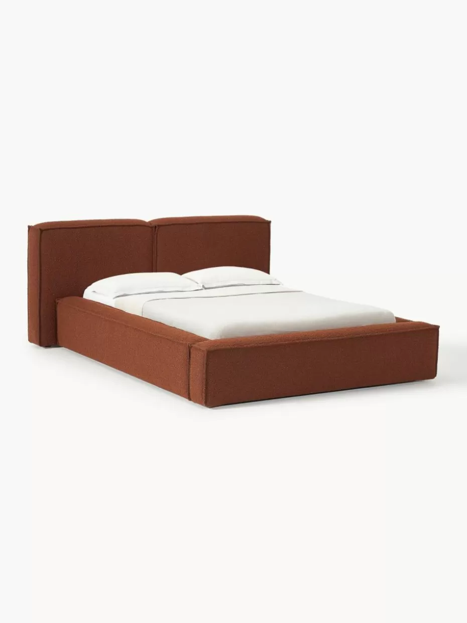 Betten-Westwing Collection Bouclé-Polsterbett Lennon Bouclé Terrakotta