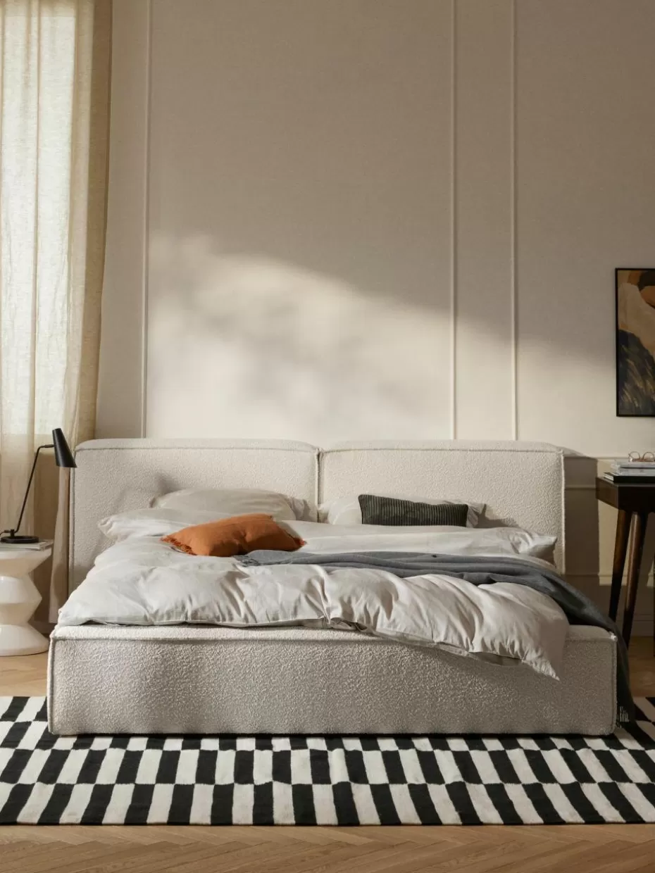 Betten-Westwing Collection Bouclé-Polsterbett Lennon Bouclé Off White