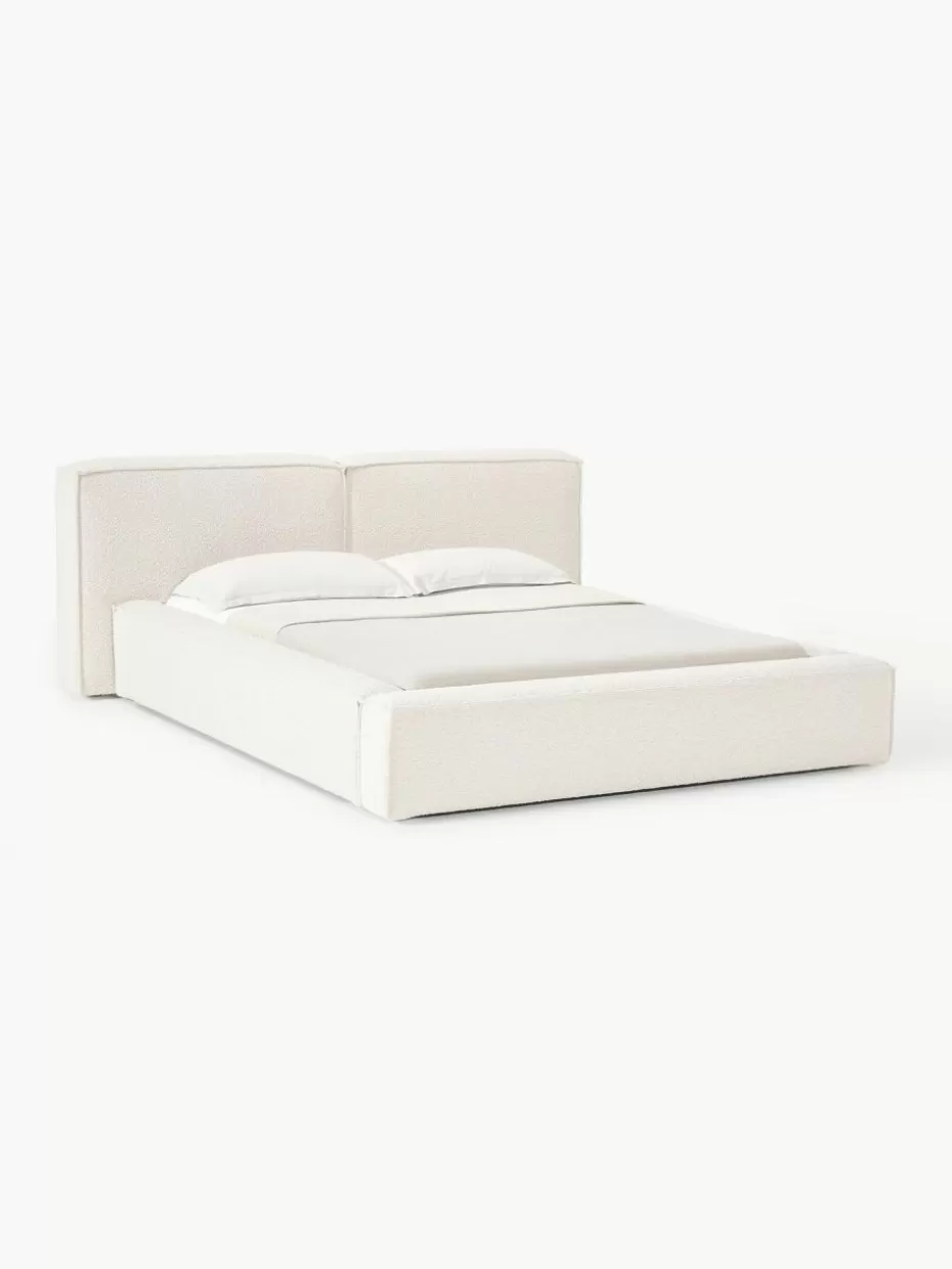 Betten-Westwing Collection Bouclé-Polsterbett Lennon mit Stauraum Bouclé Off White