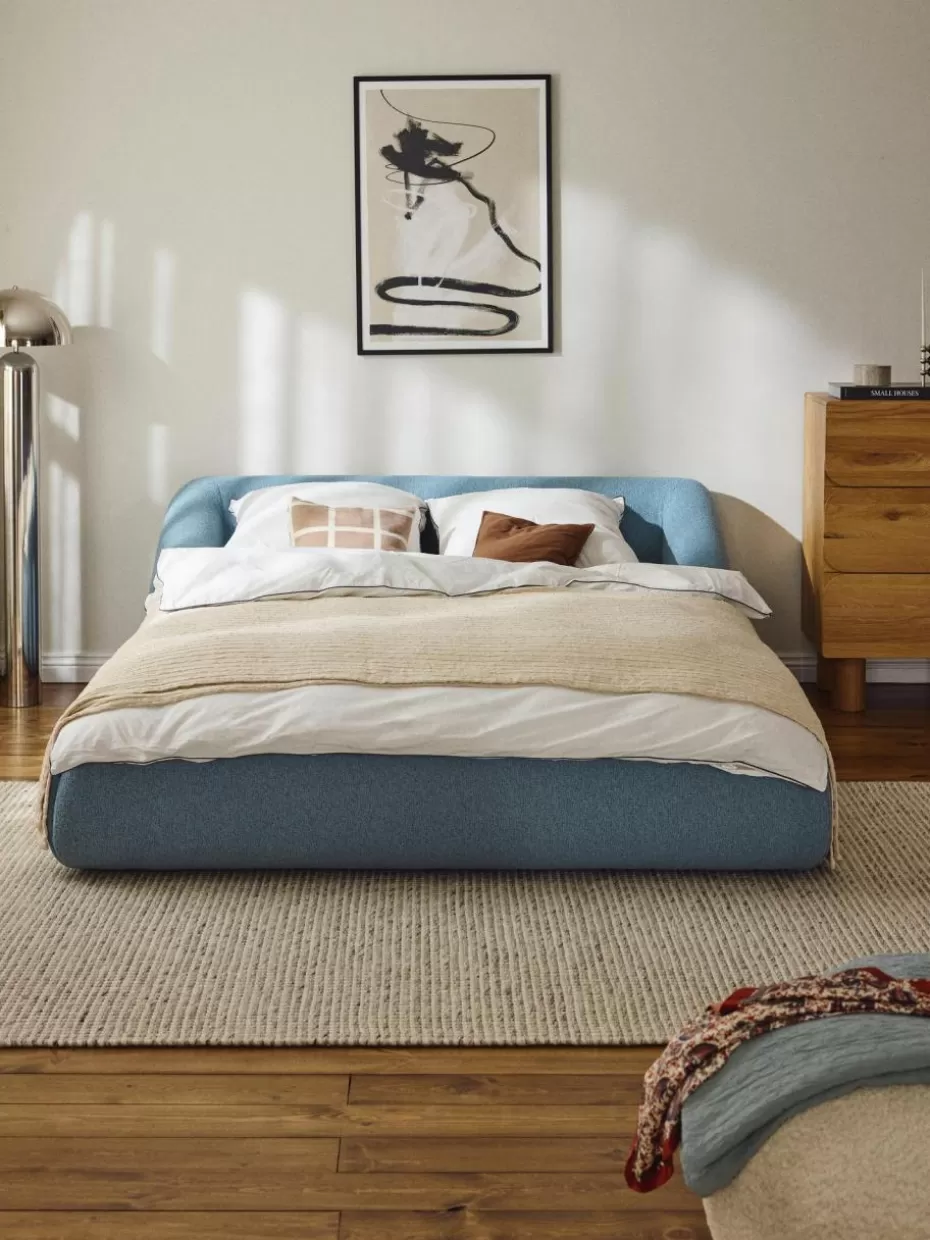 Betten | Sofaserien-Westwing Collection Bouclé-Polsterbett Sofia Bouclé Blau