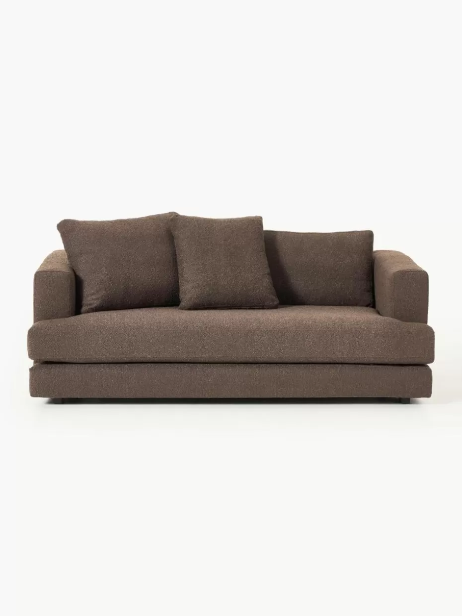 Sofaserien-Westwing Collection Bouclé-Sofa Tribeca (2-Sitzer) Bouclé Dunkelbraun