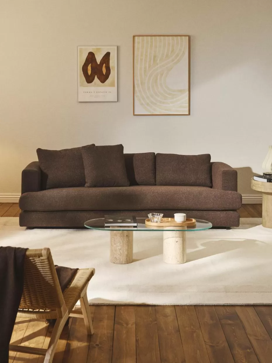 Sofas | Sofaserien-Westwing Collection Bouclé-Sofa Tribeca (3-Sitzer) Bouclé Dunkelbraun