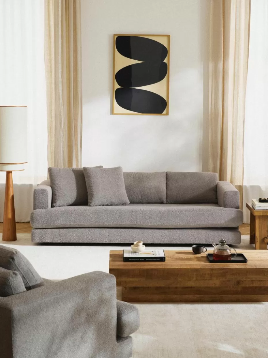 Sofas-Westwing Collection Bouclé-Sofa Tribeca (3-Sitzer) Bouclé Grau