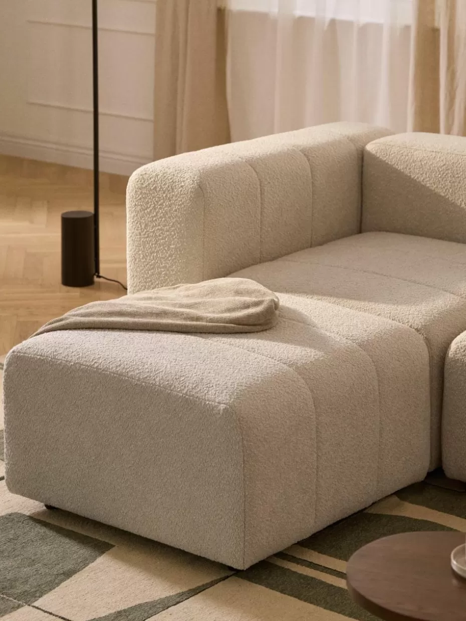 Hocker | Sofaserien-Westwing Collection Bouclé-Sofa-Hocker Lena Bouclé Hellbeige