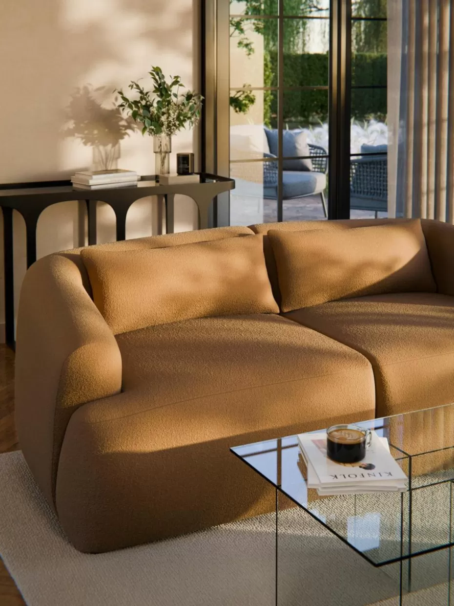 Sofakissen-Westwing Collection Bouclé-Sofa-Kissen Sofia Bouclé Hellbraun