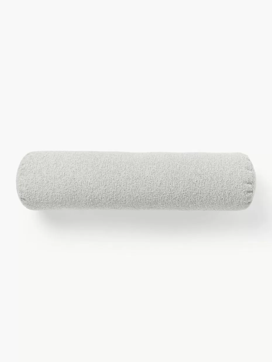 Sofakissen-Westwing Collection Bouclé-Sofa-Nackenrolle Sofia Bouclé Hellgrau