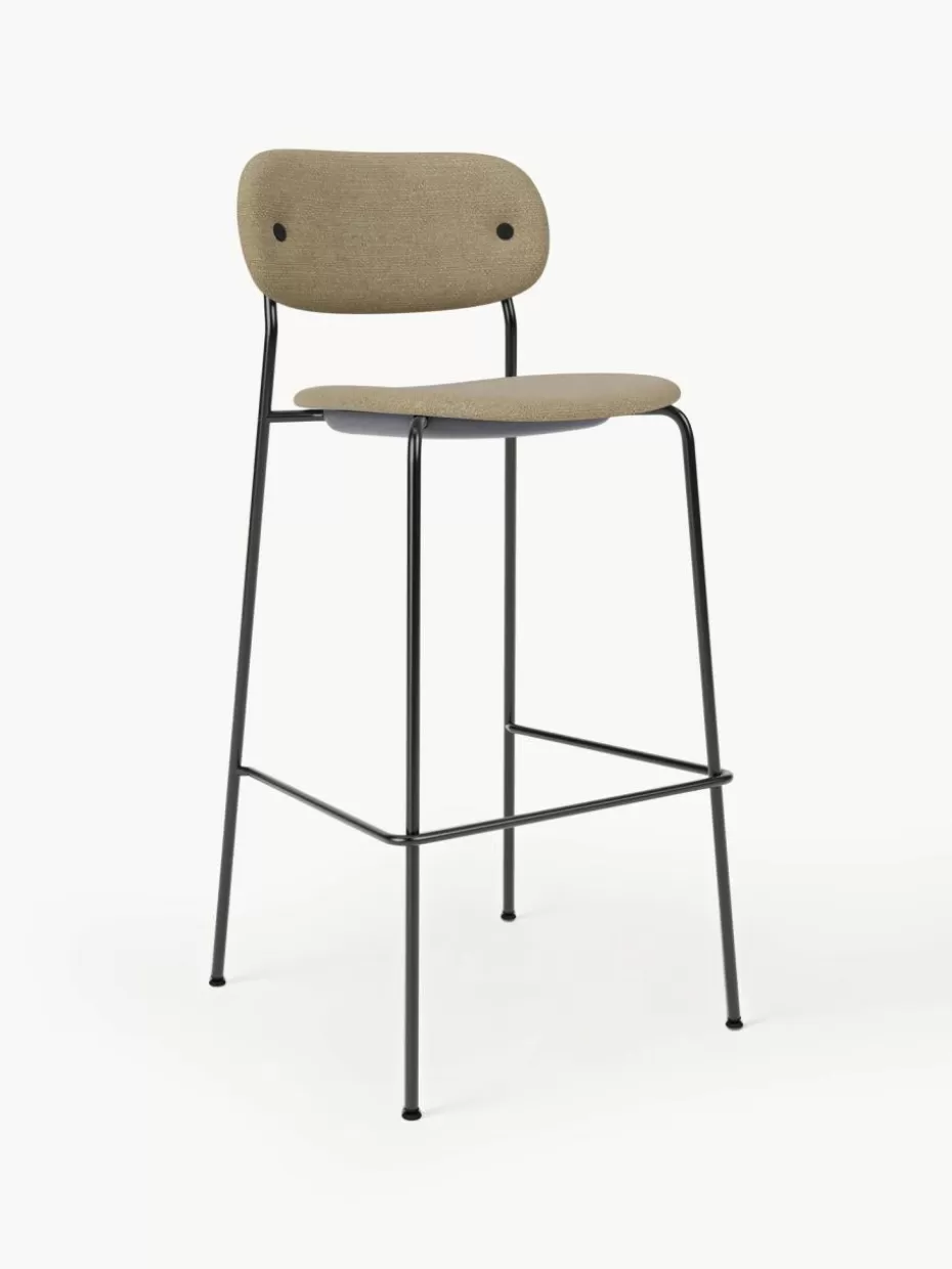 Barhocker-Audo Copenhagen Bouclé-Thekenstuhl Co mit Metall-Gestell Bouclé Beige, Schwarz