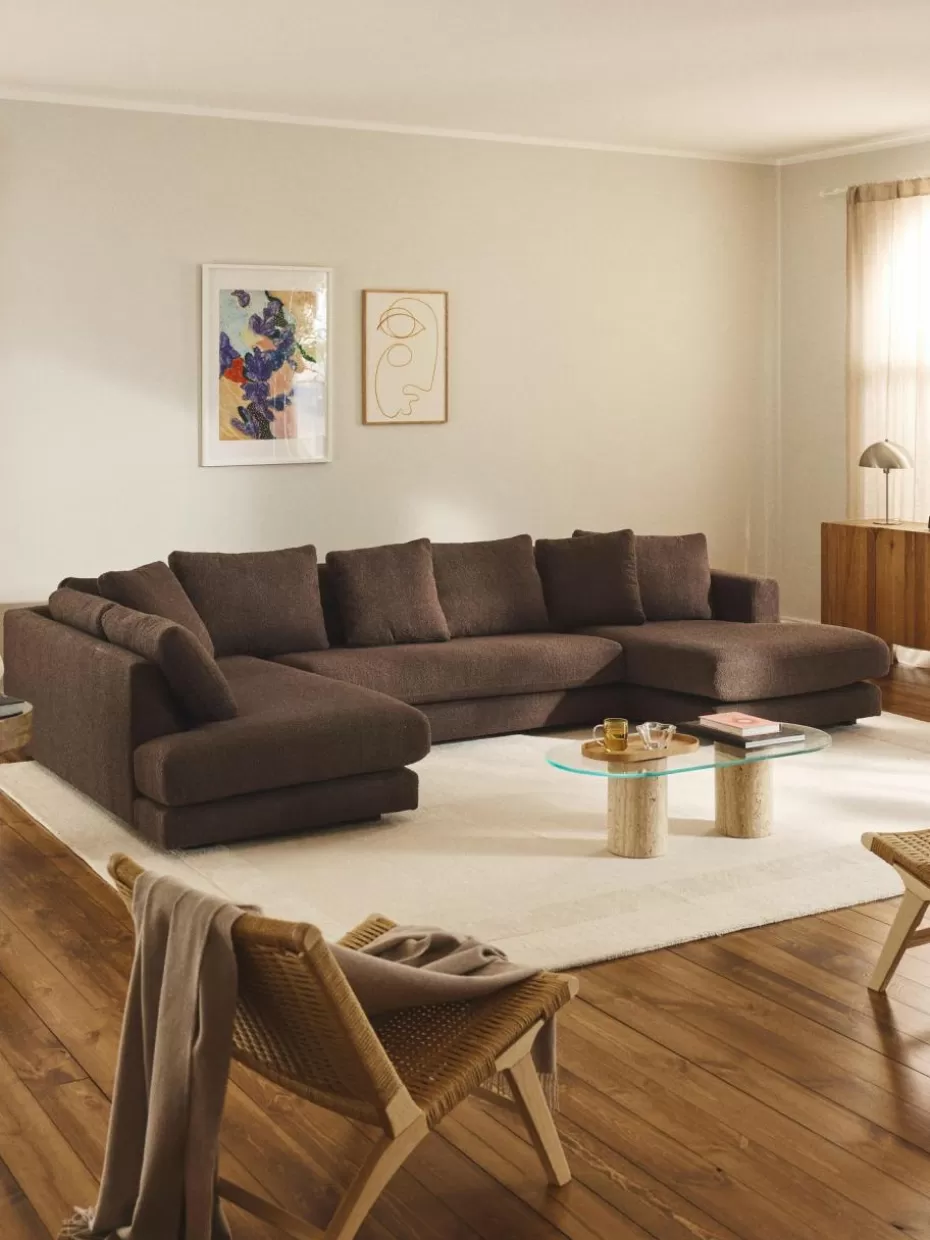 Sofas-Westwing Collection Bouclé-Wohnlandschaft Tribeca Bouclé Dunkelbraun