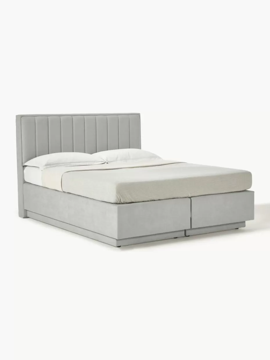 Betten-Westwing Collection Boxspringbett Livia mit Stauraum Webstoff Hellgrau